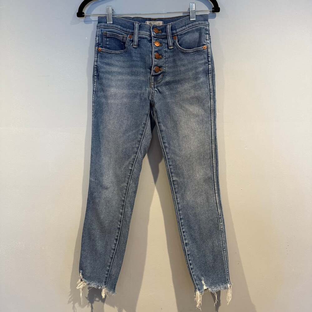 Madewell 10” High-Rise Skinny Jeans Button Fly Raw Hem Size 25P Petite